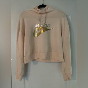 Nike Women's Beige Hoodie with Gold Logo
